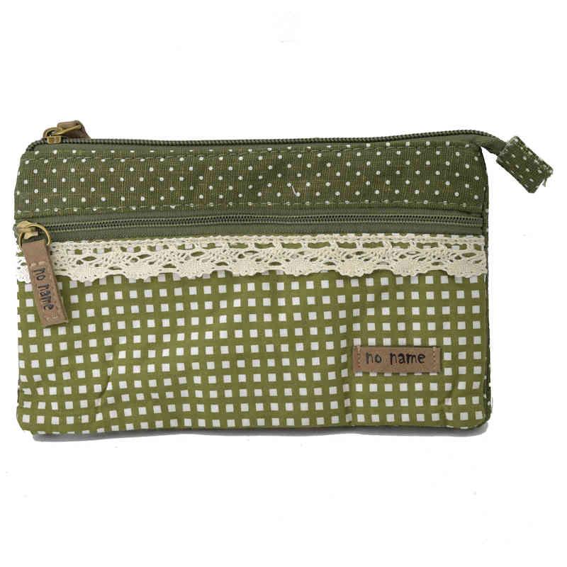 Handtasche Patchwork Kosmetiktasche Geldbörse Punkte grün